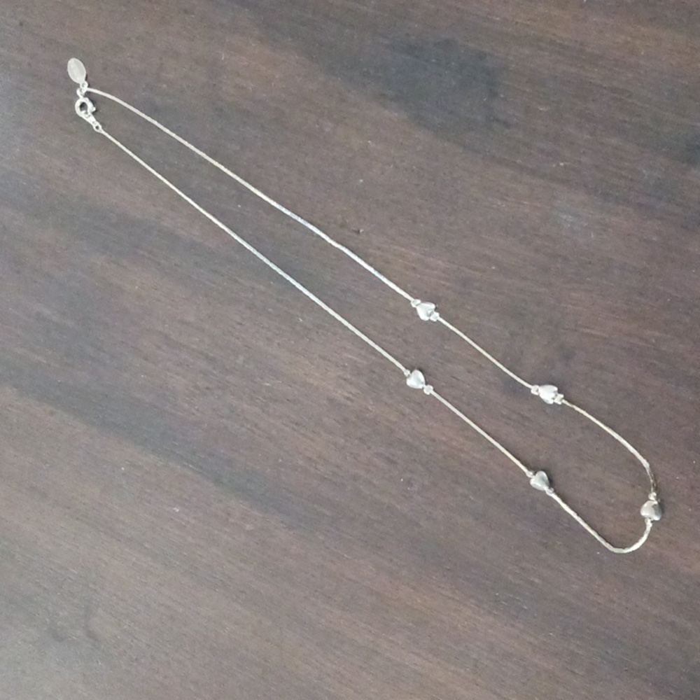 Necklace est. 17" Tag marked Park Lane goldtone 5 heart-shaped design
